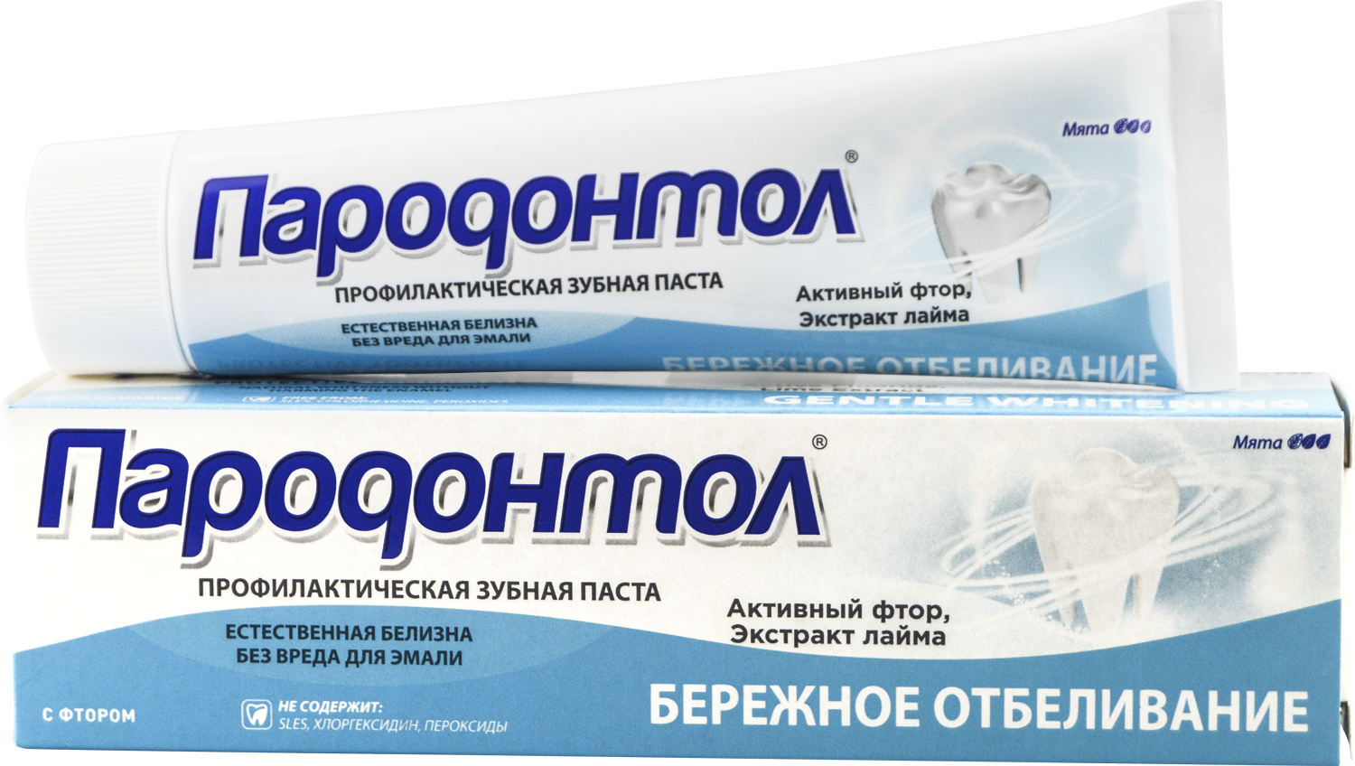 Пародонтол зубная паста бережное отбеливание в лам тубе в футляре 124 г