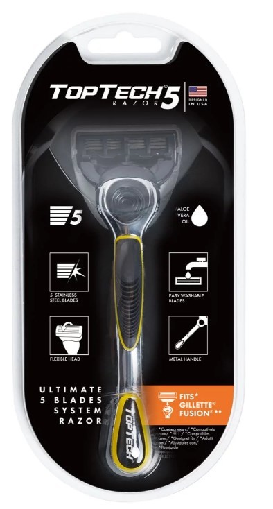 top tech razor 5 мужская бритва 1станок +1 сменная кассета совместима с gillette fusion