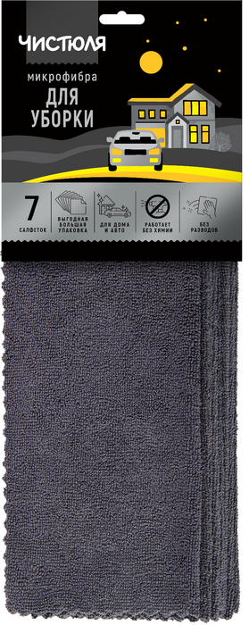 Чистюля салфетки из микрофибры для уборки дом авто мультипак 7 шт