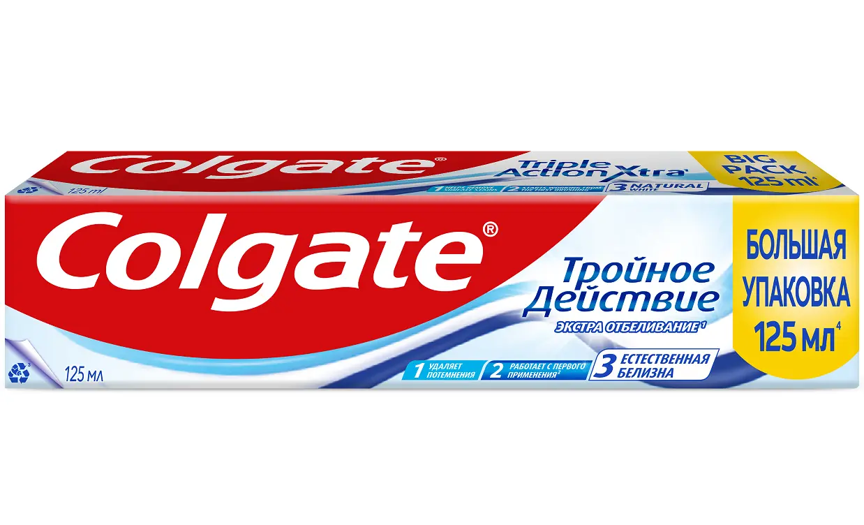 Colgate зубная паста тройное действие экстра отбеливание 125 мл