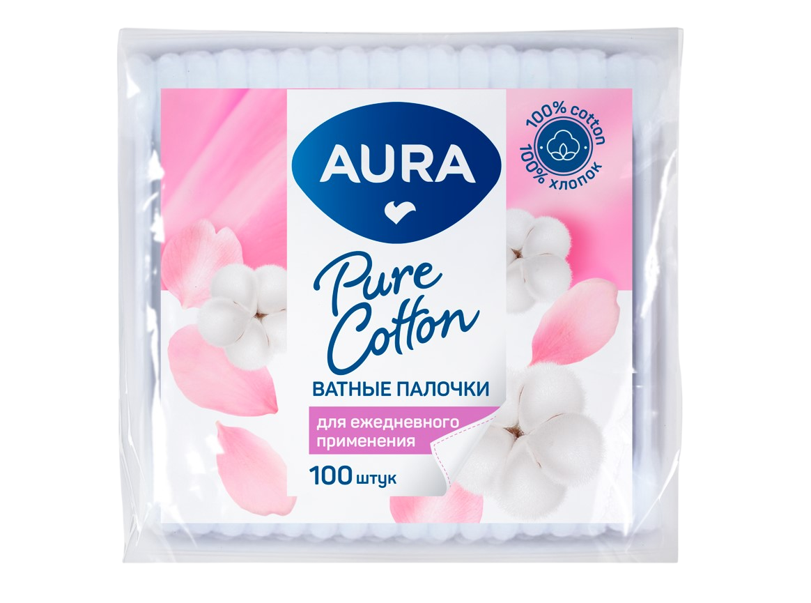 Aura ватные палочки 100 шт п э пакет