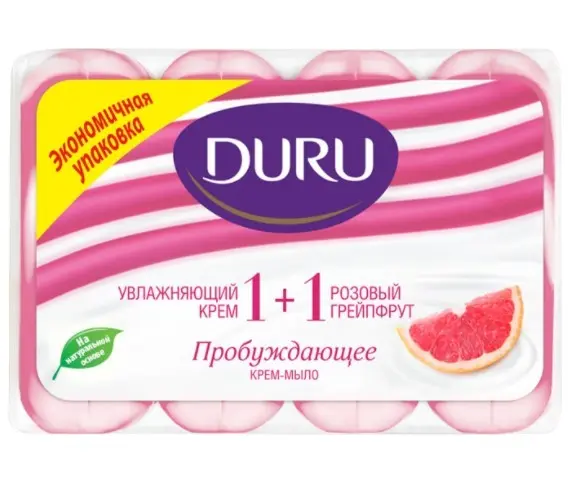 Duru туалетное мыло 1+1 Розовый грейпфрут Soft 4шт по 80г