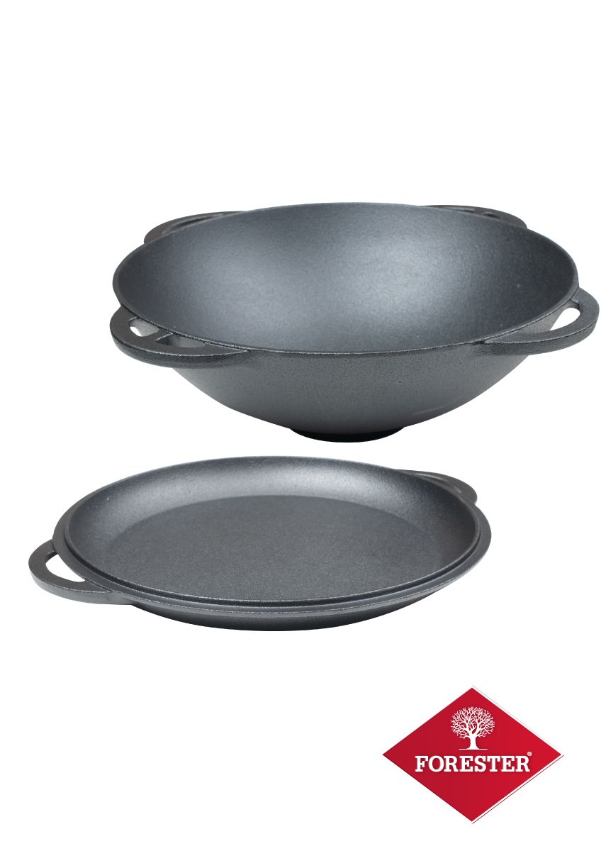 Forester казан вок чугунный с крышкой сковородой 5л