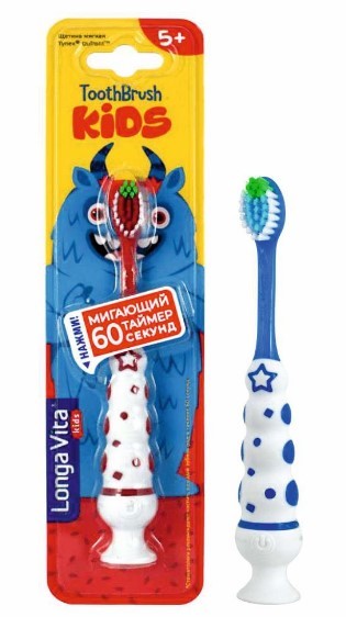 Лонга Вита дет зуб щетка арт f 32s  мигающая оригинальная с присос 5 10 лет