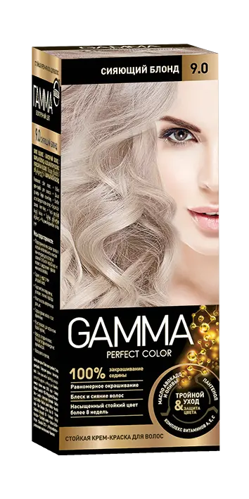 Gamma Perfect Hair стойкая крем краска тон 9.0 сияющий блонд