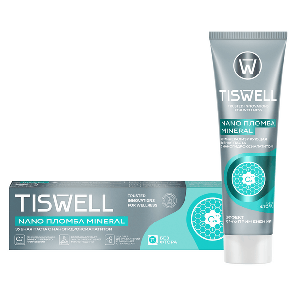 Tiswell зубная паста реминерализующая от кариеса с наногидроксиапатитом без фтора 110 гр