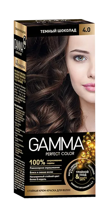 Gamma Perfect Hair стойкая крем краска тон 4.0 темный шоколад