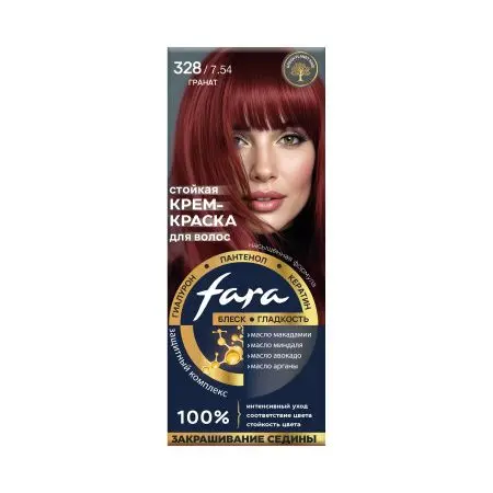 Fara nc new стойкая крем краска для волос 328/7.54 гранат