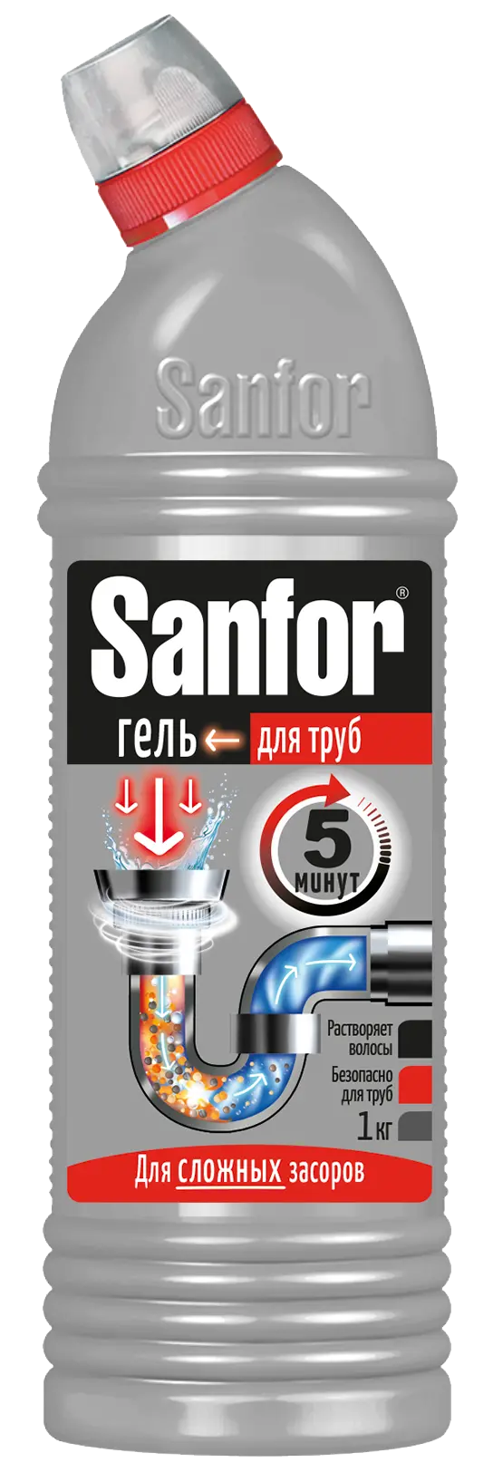 Sanfor для труб средство для очистки канализационных труб 1 л