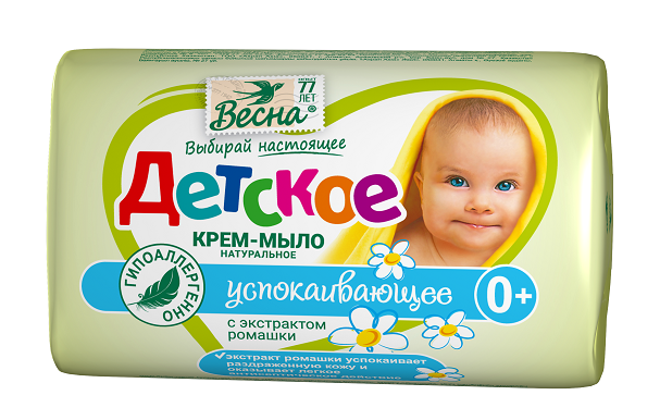 ВЕСНА детское крем мыло успокаивающее с экстрактом ромашки 90г
