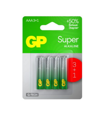 GP батарейки super alkaline АAA/LR03 3+1 шт 24А