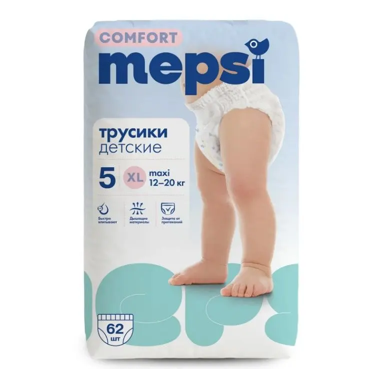Mepsi детские подгузники трусики comfort xl 12 20 кг 62 шт