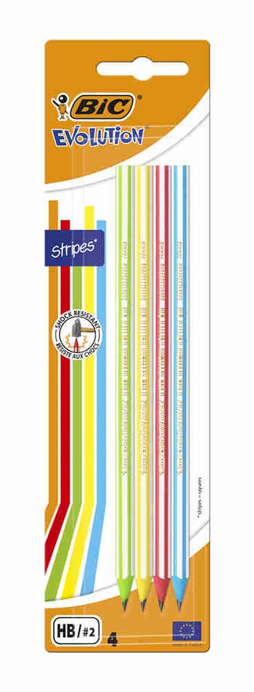 BIC Карандаш Эволюшн, пластиковый, полоски, (бл. 4шт)
