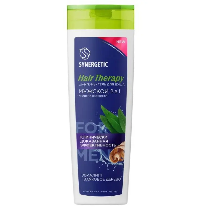Synergetic шампунь гель для душа 2 в1 мужской hair 400 мл