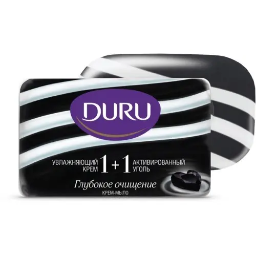 Duru 1+1 туалетное мыло увлажняющий крем и активный уголь 80г