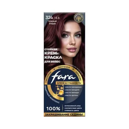 Fara nc new стойкая крем краска для волос 324/6.6 темный рубин