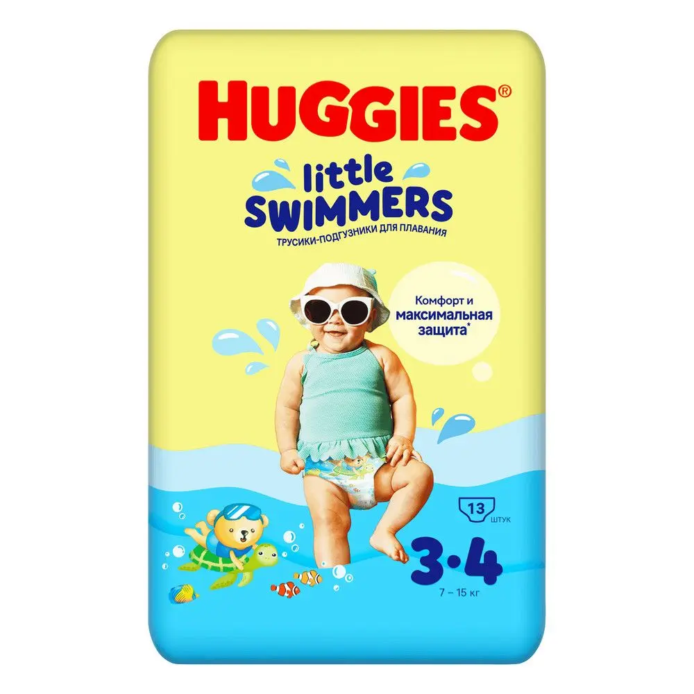 Huggies little swimmers подгузники для плавания 7-15 кг 3-4 размер 13 шт
