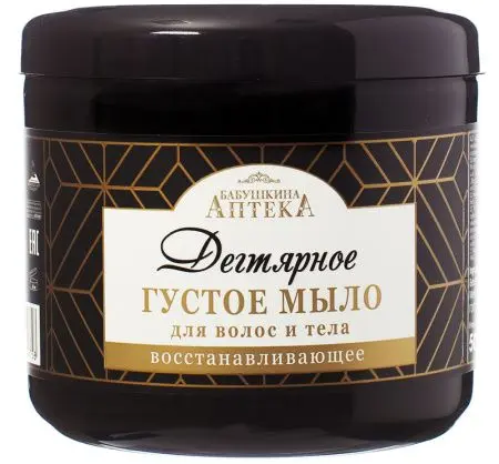 Бабушкина Аптека густое мыло для волос и тела дегтярное 500 мл