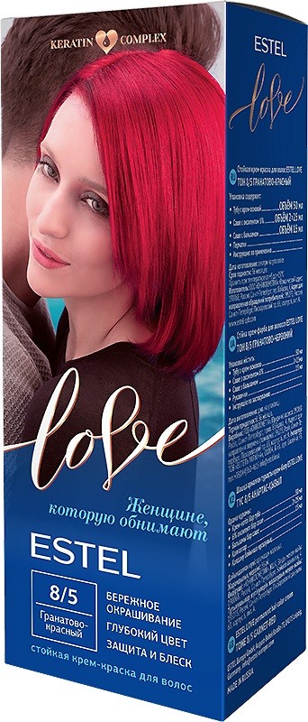 Estel love крем краска 8/5 гранатово-красный