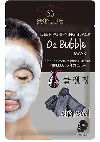 Skinlate черная пузырьковая маска  древесный уголь