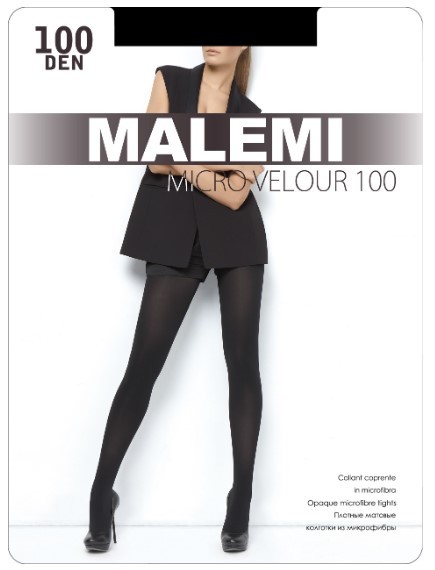 MALEMI  колготки  micro velour 100  nero 2 теплые матовые из 3D микрофибры