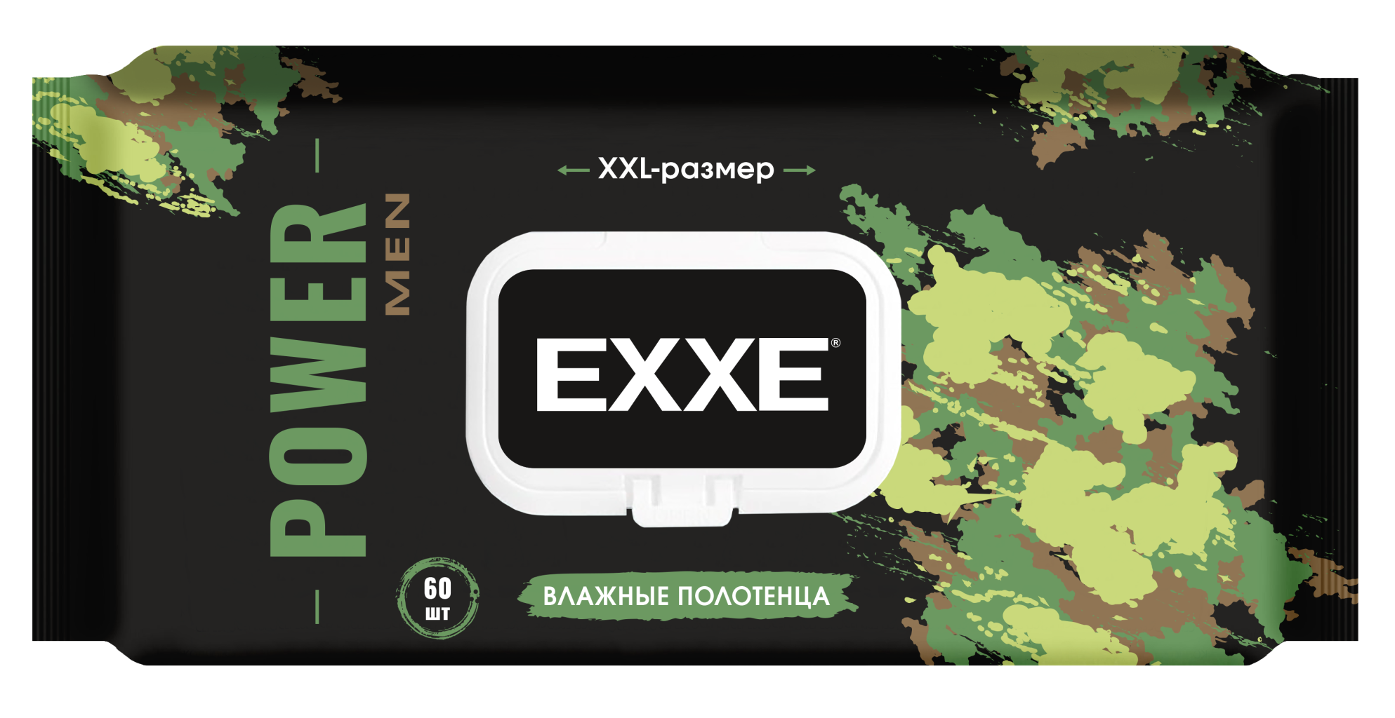 Exxe men влажные полотенца power 60 штук