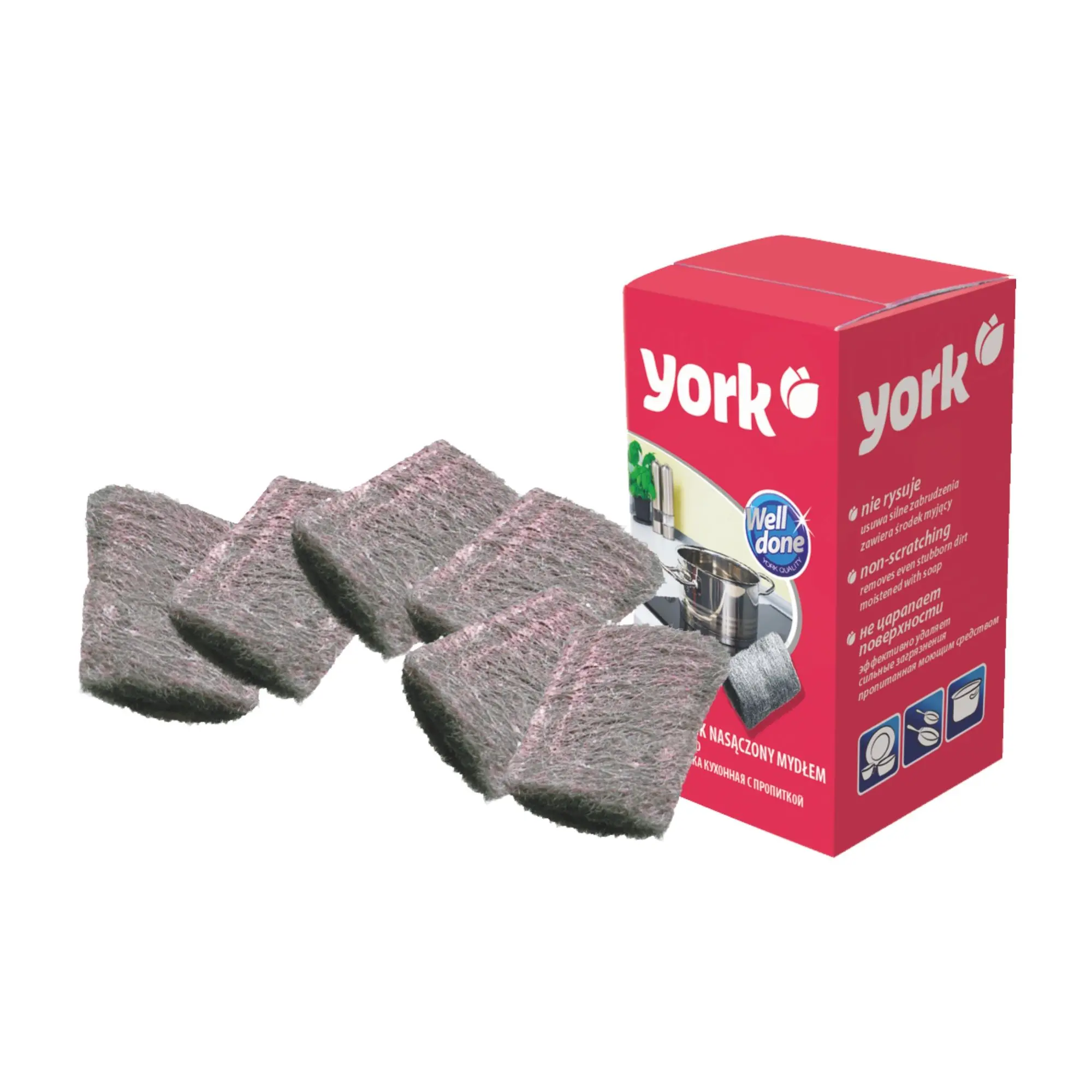 York губка стальная с пропиткой 6 шт