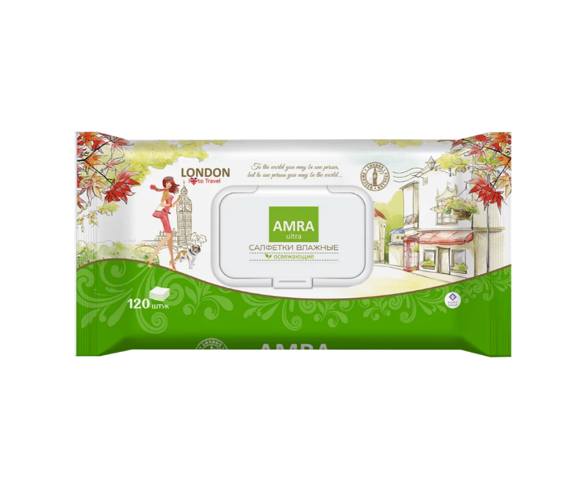 Amra салфетки влажные освежающие 120 шт