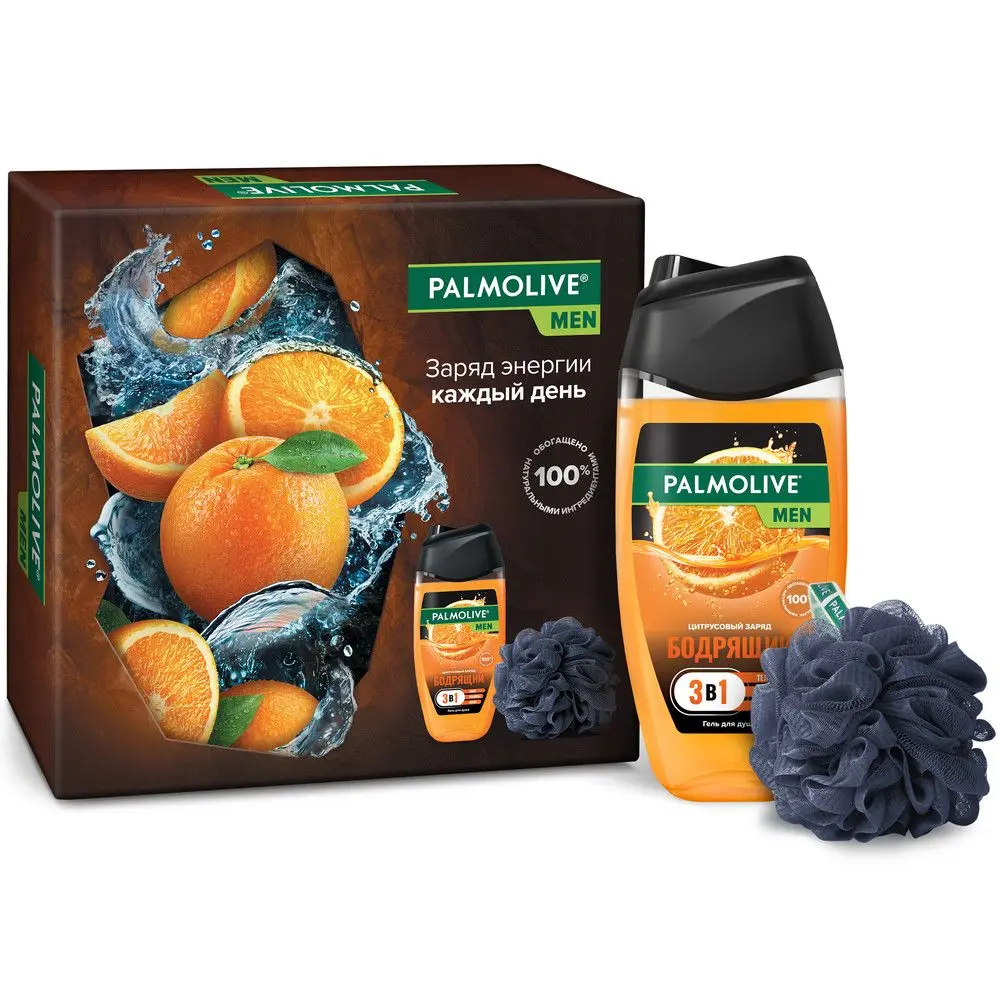 Palmolive пн men цитрусовый заряд гель для душа 250 мл+мочалка