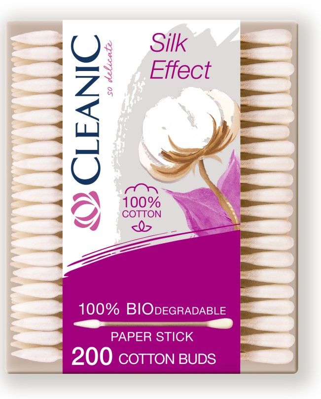 Cleanic Silk Effect ватные палочки гигиенические в бумажной прямоугольной коробке 200 шт
