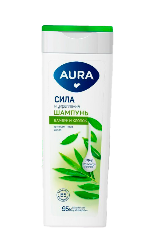 Aura шампунь для волос сила и укрепление флакон флиптоп 380мл