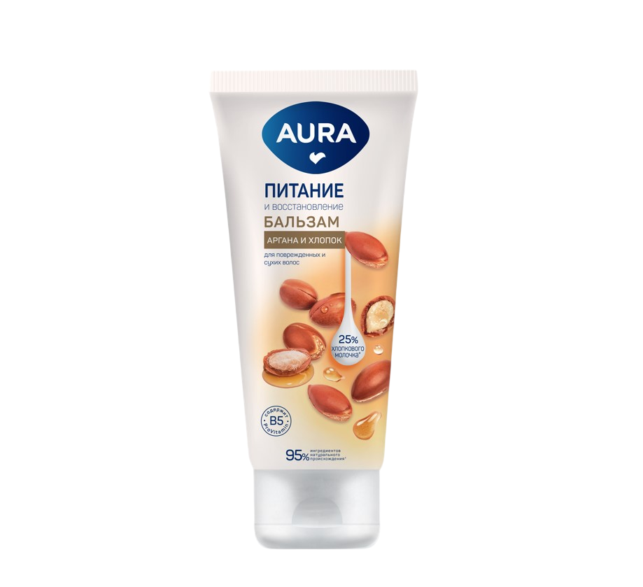 Aura бальзам для волос питание и восстановление туба флиптоп 250 мл