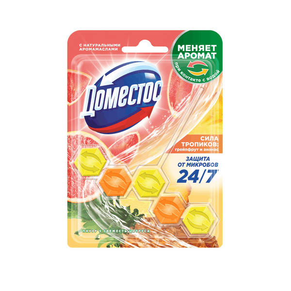 Доместос туалетный блок для очищения унитаза сила тропиков 50 гр