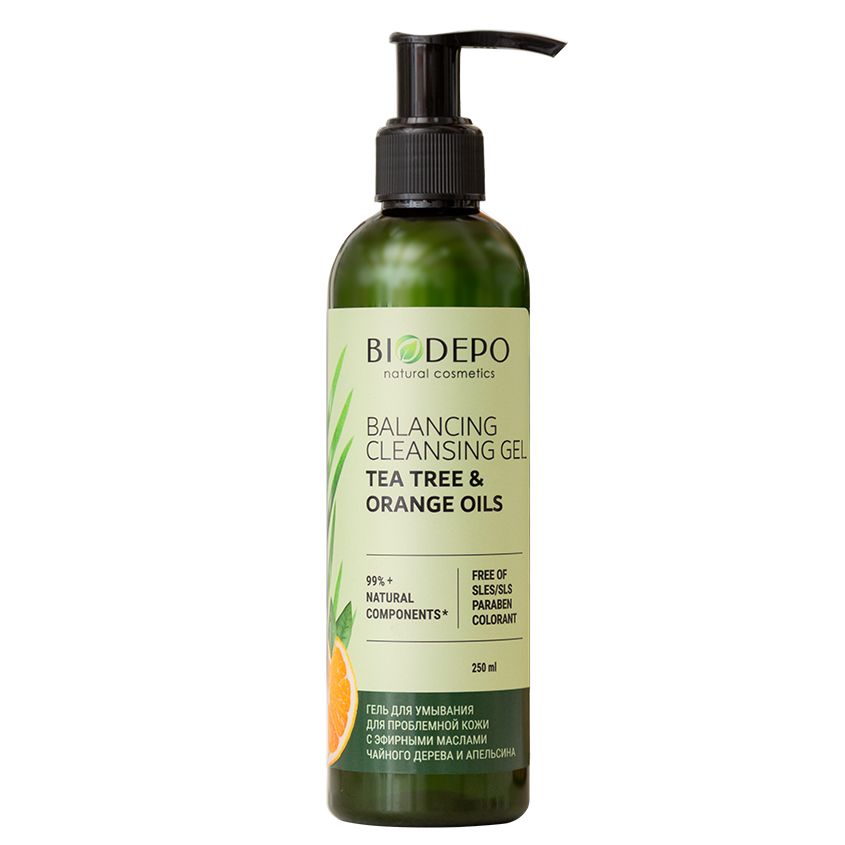 Biodepo гель для умывания для проблемной кожи с эфирными маслами чайного дерева и апельсина 250 мл