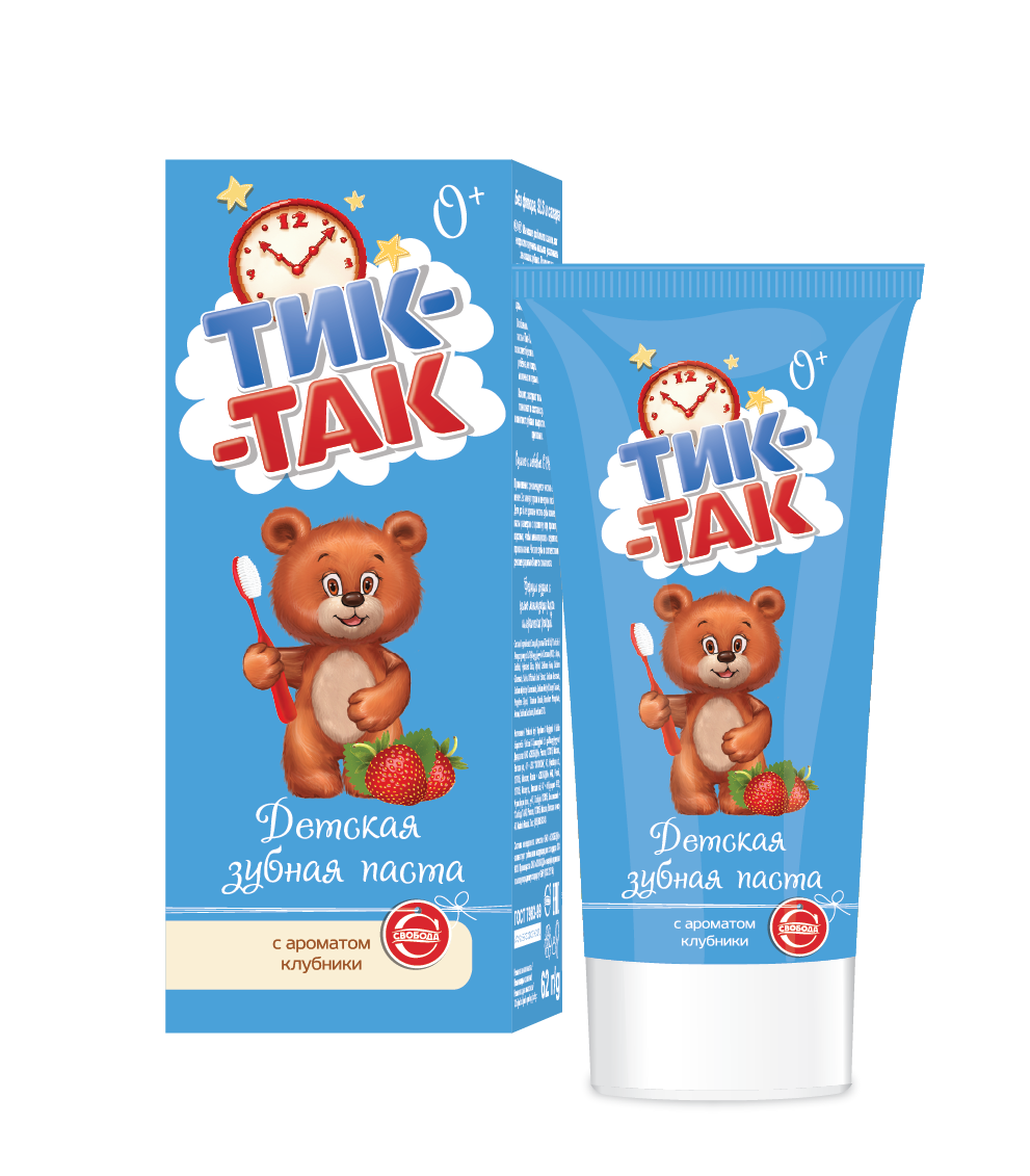 Тик-Так зубная паста 0+ с ароматом клубники детская 62 г
