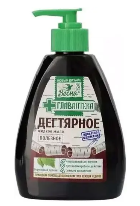 ВЕСНА Главаптека Жидкое мыло Дегтярное, 280г