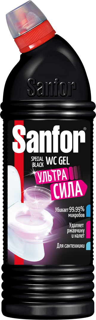 Sanfor wc gel средство для чистки и дезинфекции black 1 л