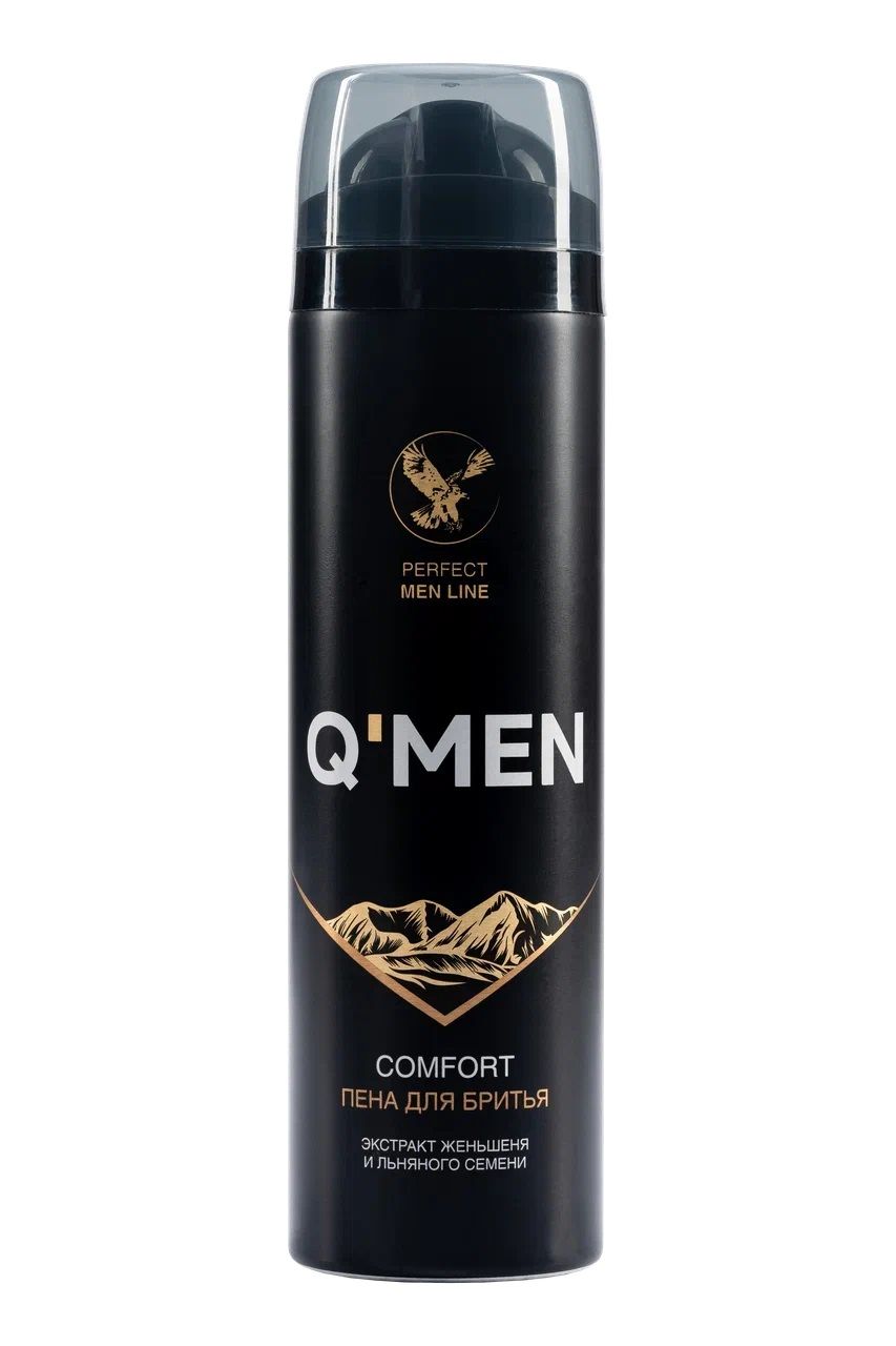 Q’men пена для бритья comfort с экстрактом женьшеня и льняного семени, 240 мл