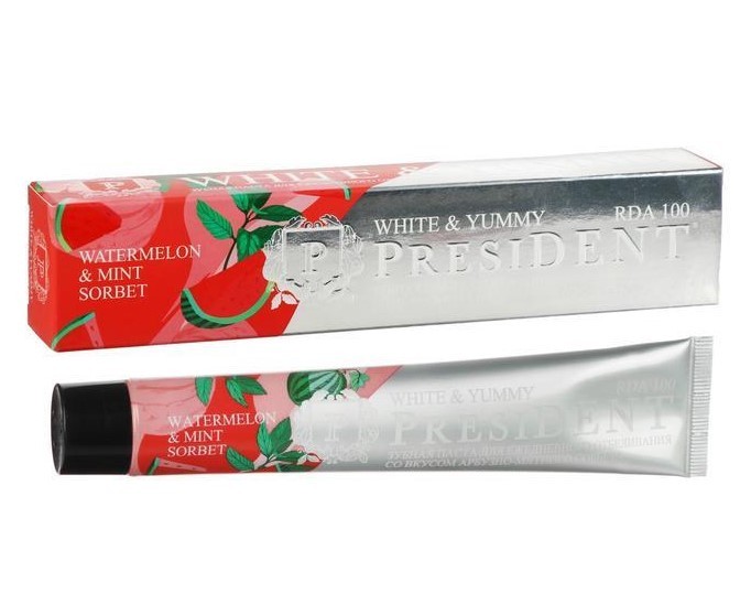 President зубная паста white & yummy арбузно мятный сорбет 75г