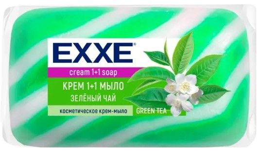 EXXE Крем-мыло 1+1 'Зелёный чай' (ЗЕЛЁНОЕ полосатое), 90г х 1штука