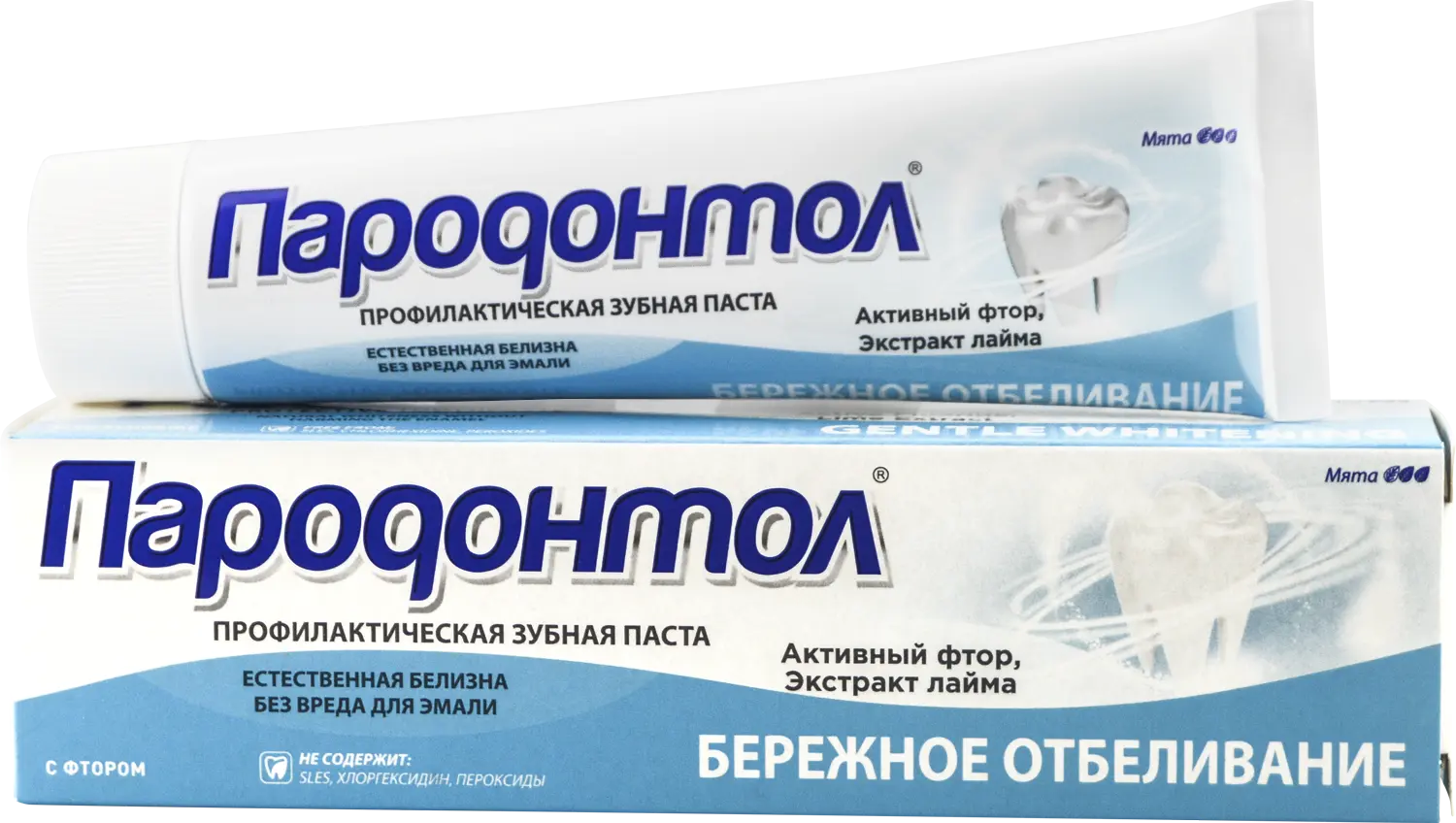 Пародонтол зубная паста бережное отбеливание в лам тубе в футляре 124 г