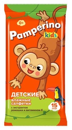 Pamperino mini №15 детские влажные салфетки kids с ромашкой и витамином e mix