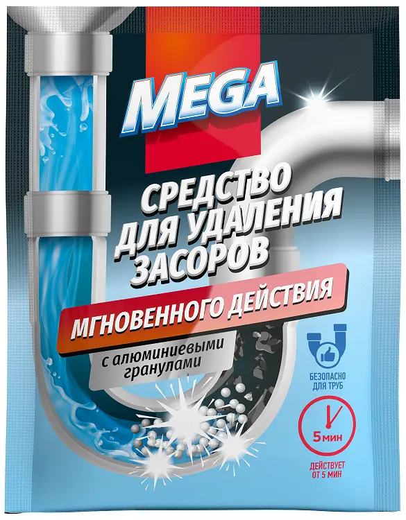 Mega для удаления засоров 60 г в шоубоксе