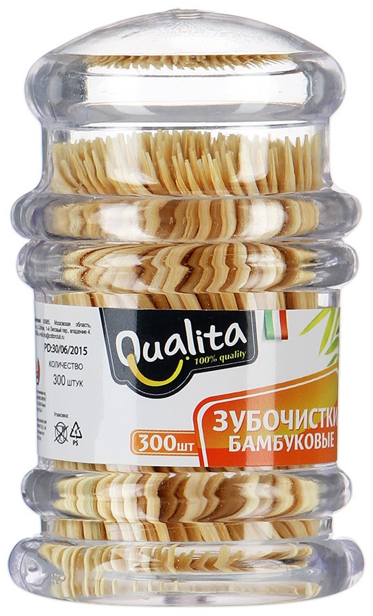 QUALITA Зубочистки 300 шт. бамбуковые
