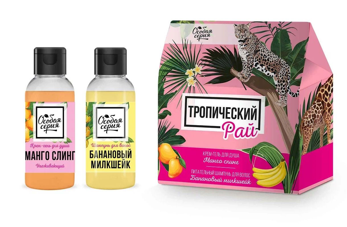 Подарочный набор тропический рай крем гель для душа манго слинг 150 мл шампунь для волос банановый милкшейк 150 мл