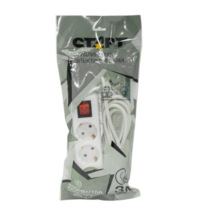 Старт удлинитель сетевой S 3x3-ZDV 3 розетки 3 метра