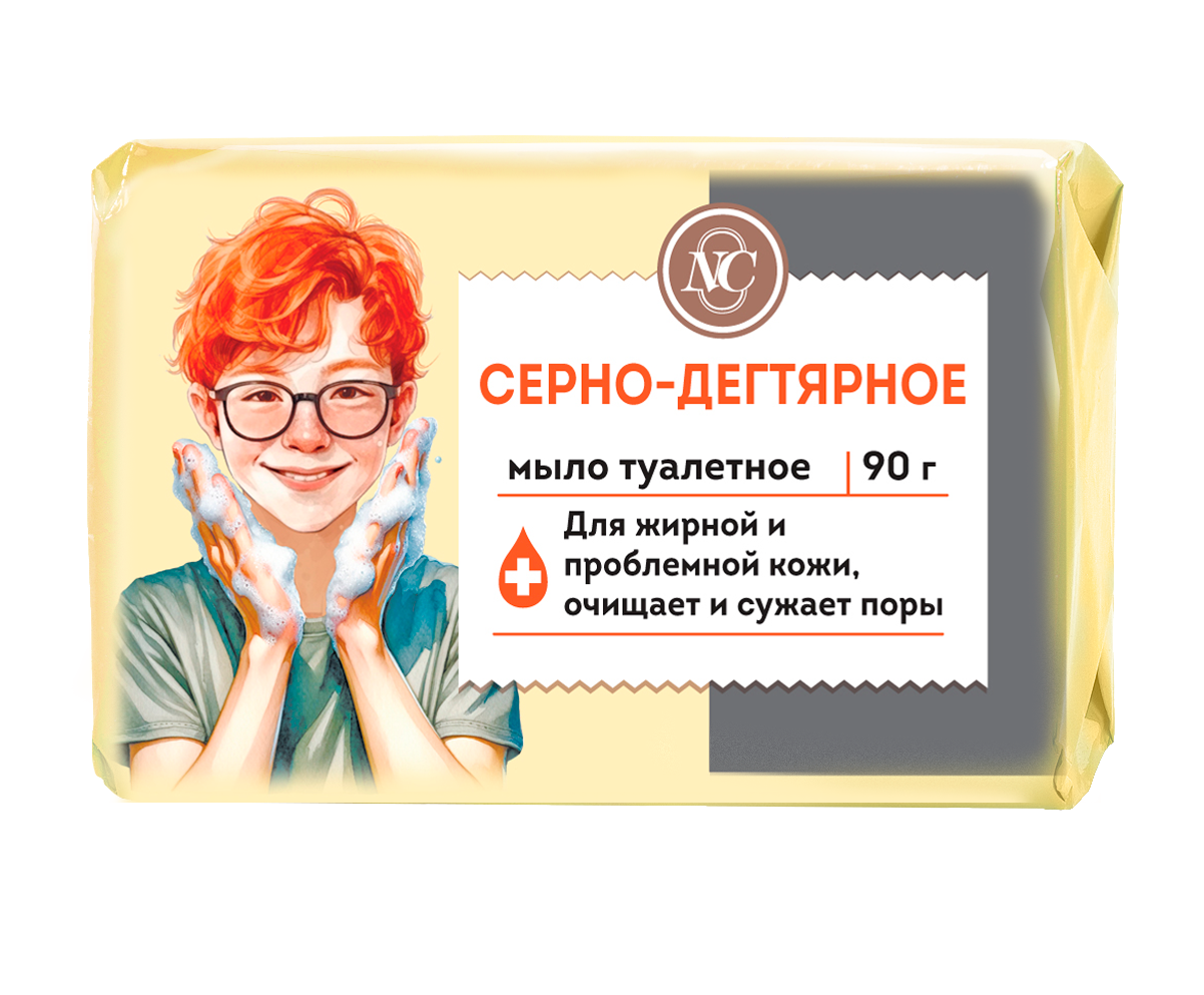 Невская косметика туалетное мыло серно дегтярное 90 г