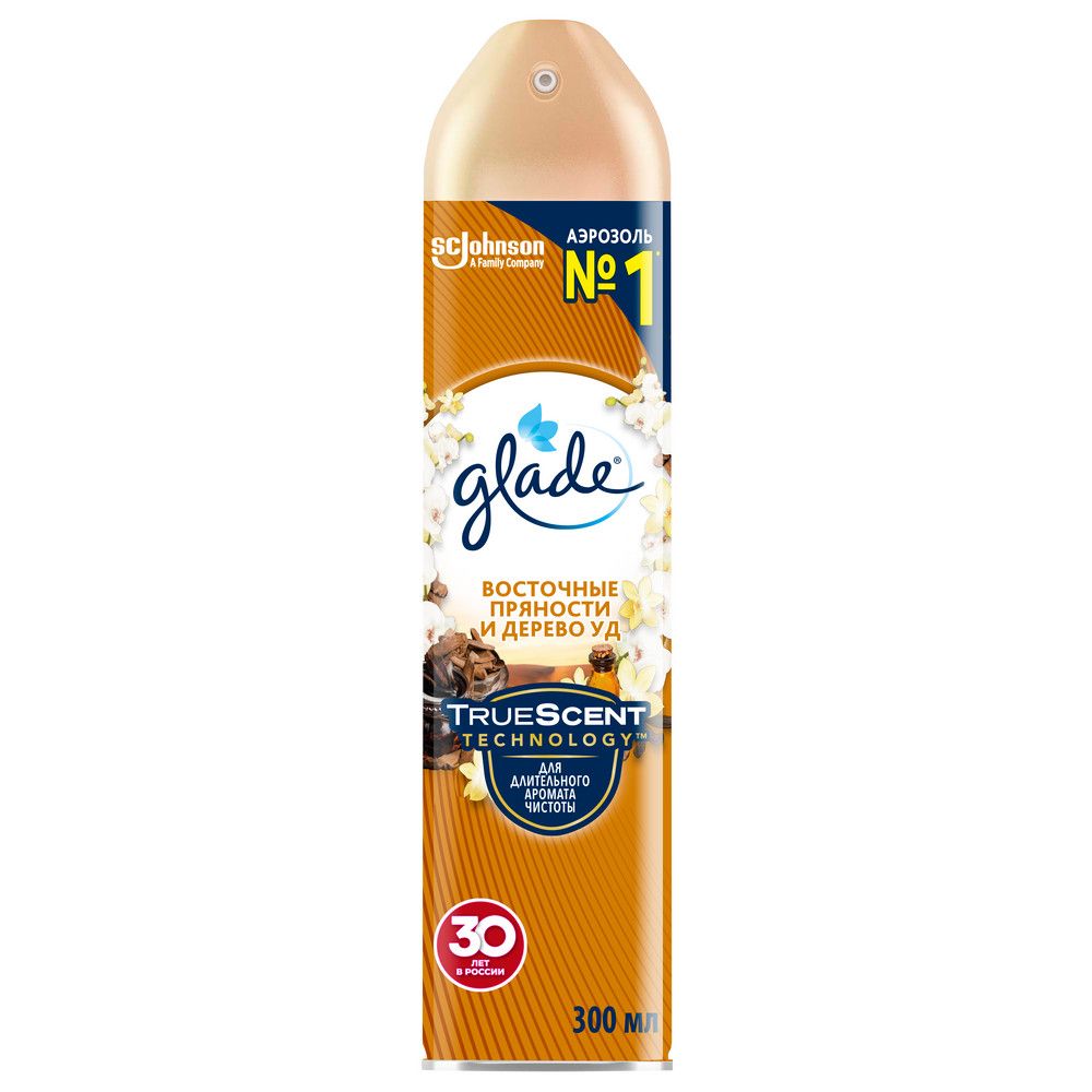 Glade освежитель воздуха аэрозоль восточные пяности и дерево уд 300 мл