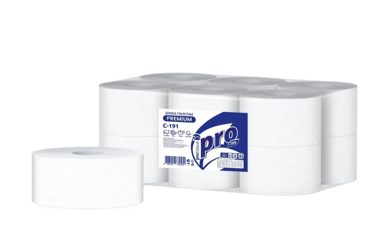 Protissue туалетная бумага 170 м 2 сл  диаметр втулки 5,9-6см, дл.листа 12,5см, шир.рулона 9см, целлюлоза, плотность 16 г, 1/12 ( 1шт=1 рулон)