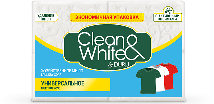 Clean&White Мыло хозяйственное Универсальное 4шт по 120г